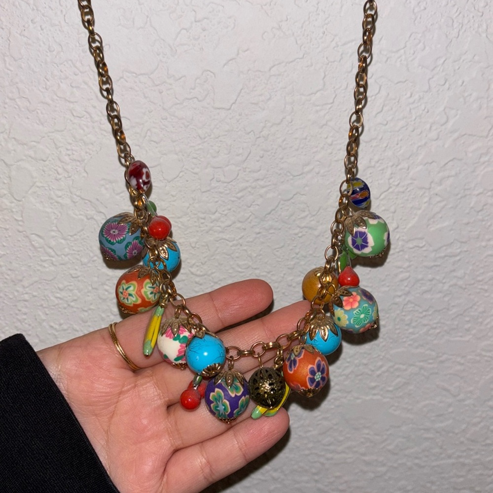Floral fruity collar necklace